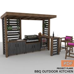 the bbq outdoor kitchen is ready to be built into your backyard or garden area