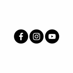 three black and white circles with the words facebook, instagram, and youtube on them