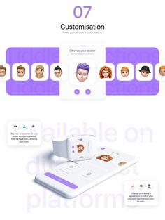 the app is designed to look like it has different avatars and features on its screen