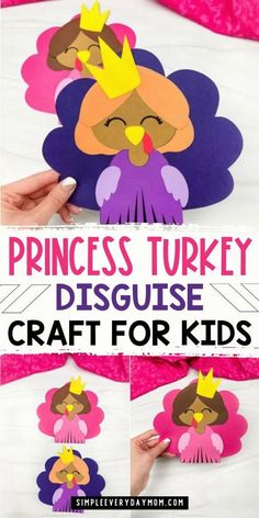 princess turkey cut out from paper with the text princess turkey disque craft for kids