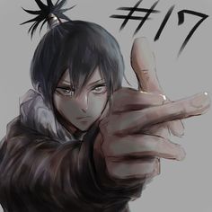 an anime character pointing his finger at the camera