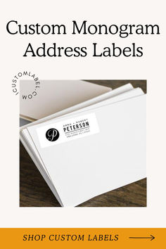 an ad for custom monogramm address labels