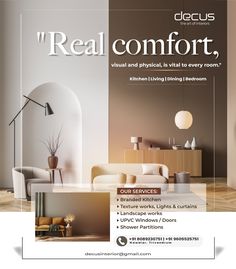 an advertisement for a new furniture store called real comfort, which is open to the public