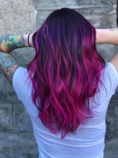 Orchid Hair Color, Fuschia Hair, Pink And Purple Hair, Baylage Hair, Pink Purple Hair, Punk Hair, Hair Color Pink