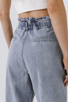 GREY LAB-Paperbag Waist Jeans-DENIM available at Objectrare Jean Pocket Detail, Simple Tee, Simple Tees, Denim Style, Waist Jeans, To Night, Pocket Detail, Denim Fashion, Denim Jeans