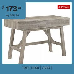 a wooden desk with a price tag for $ 733 on the front and side