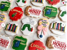 the very hungry caterpillar cookies are decorated with royal icing and crayons