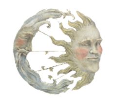 a drawing of a sun and moon face