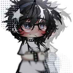 an anime character with black hair and glasses