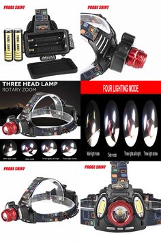 four different types of headlamps are shown in this advertisement for the new product