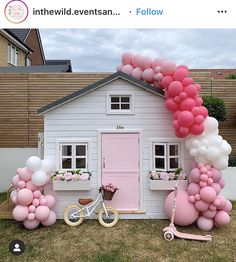 Pink Doors, Cubby House, Pink Door, Peter Rabbit, House Party, Birthday Theme, Baby Mobile, No Instagram, Balloons