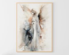 Guardian Angel Painting Religious Wall Art Angel Watercolor Abstract Angel Art Print Calm Art - Etsy Angel Watercolor, Watercolor Angel, Calm Art, Art Angel, Inspiration Painting, Religious Wall Art, Angel Print, Angel Painting, Cat Air