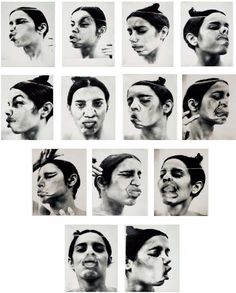 many different faces are shown in black and white