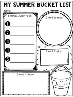 a printable summer bucket list for kids to practice numbers and read alouds on