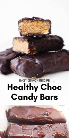 healthy chocolate candy bars stacked on top of each other