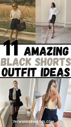 Are you thinking about what to wear with black shorts? This post shows you 11+ amazing black shorts outfit ideas for summer. These cute black shorts outfits include dressy black shorts outfits, summer casual black shorts outfits, long black shorts outfits, black shorts outfits for school, Korean black shorts outfits, black denim shorts outfits, and more ways on how to style black shorts ideas! Black Shorts Outfits Summer, Cute Black Shorts Outfits, Outfits For School Korean, Affordable Black Summer Shorts, Trendy Black Shorts For Day Out, Black Shorts For Spring Vacation, Trendy Black Shorts For Vacation, Black Shorts Outfit Ideas, What To Wear With Black Shorts