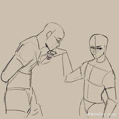 a drawing of two people standing next to each other, one holding a cell phone