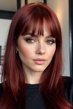 Discover 7 top celebrities who are rocking deep cherry red hair and get inspired to try out this bold and trendy hair color for yourself. Red Hair Deep Winter, Bold Red Hair, Deep Cherry Red Hair, Medium Red Hair, Red Hair Ideas, Jayne Matthews, Red Hair With Bangs, Red Hair Makeup, Red Hair Trends