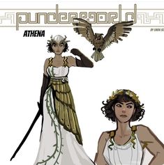 an image of two women dressed in ancient greek costumes and one is holding a bird