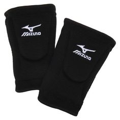 two black wrist pads with white mizuno logo