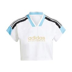 (WMNS) adidas Tiro Cut 3-Stripes Crop Jersey 'White Blue' IZ2083 Dior Crop Top, Fame Clothes, Virgo Rising, Dress Reference, Adidas Top, Lit Outfits, Best Friend Outfits, Tumblr Fashion, Aesthetic Shoes