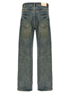 'Relaxed vintage dirty' stretch denim jeans, wrinkled effect, loose leg. Composition: 100% cotton Rugged Washed Blue Straight Leg Jeans, Rugged Straight Leg Washed Blue Jeans, Distressed Wide Leg Jeans In Relaxed Fit, Rugged Straight Leg Pre-washed Bottoms, Faded Distressed Straight Leg Jeans, Distressed Cotton Flare Jeans With Relaxed Fit, Cotton Relaxed Fit Distressed Flare Jeans, Relaxed Fit Stonewashed Jeans In Washed Blue, Rugged Relaxed Fit Faded Jeans