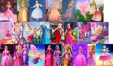 the barbie dolls are all dressed up in different outfits