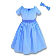 Wendy Costume, Wendy Darling Costume for girls, Wendy Darling Dress Ready to ship for fast delivery.  This adorable light blue dress is a re-creation of the night gown that Wendy wears throughout her adventures in Never Never land.  This comfortable dress will make a perfect addition to a group costume idea when paired with the other Lover Dovesr's Peter Pan Costume Dresses and Aprons! This dress fits comfortably with an elastic back and waist ties. Made for maximum comfort and play capability! Wendy Darling Costume, Wendy Costume, Charlie Brown Costume, Cinderella Pink Dress, Cinderella Dress Up, Dress Up Aprons, Peter Pan Costume, Wendy Dress, Wendy Darling