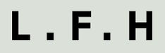 the letters l f h are in black and white, with one letter above it