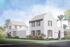 this is an artist's rendering of two white houses