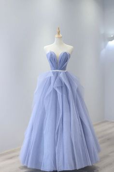 Blue Tulle Strapless Long Prom Dress Blue Evening Dress, Tulle Long Prom Dress, Marine Uniform, Corset Dress Prom, Strapless Sweetheart Neckline, Blue Evening Dresses, Blue Tulle, Eu Countries, Custom Size Dresses