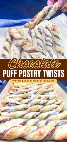 You only need a few ingredients to make these Chocolate Puff Pastry Twists. This yummy dessert recipe is filled with a sweetened chocolate cream cheese mixture rolled up in flaky puff pastry. Pin this easy dessert idea! Chocolate Puff Pastry, Pastry Twists, Sweet Puff Pastry, Easy Puff Pastry Recipe, Puff Pastry Recipes Dessert, Puff Pastry Twists, Chocolate Puff, Pastries Recipes Dessert, Puff Pastry Desserts