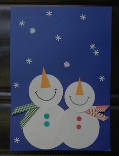 Snowman Paper Crafts, Christmas Funny Pictures, Christmas Bazaar Crafts, Handcrafted Christmas Cards, Christmas Art For Kids, Fun Christmas Cards