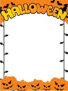 a halloween photo frame with pumpkins and bats