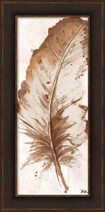 a painting of a brown feather in a frame