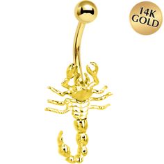 Product Details Make a bold statement with this striking 16 gauge scorpion belly ring, crafted from solid 14KT yellow gold for a luxurious look and lasting quality. Featuring an intricately detailed scorpion design, this belly ring is perfect for anyone who loves unique, edgy jewelry with a touch of elegance. Designed with comfort in mind, the curved barbell ensures a secure fit, while the polished gold finish adds a radiant shine. Whether you're accessorizing for a night out or simply elevating Gold Scorpion, Gold Body Jewelry, Conch Piercing Jewelry, Opal Nose Ring, Daith Piercing Jewelry, Tragus Piercing Jewelry, Pregnancy Belly Rings, Horseshoe Jewelry, Belly Piercing Jewelry