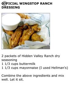 the recipe for chicken wings with dressing is shown in this page, which shows how to make