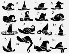 a set of twelve hats with numbers on them