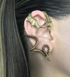 Dragon Earrings Cuffs, Ear Wrap Cuff, Dragon Earrings, Gothic Earrings, Ear Cuff Earings, Ear Cuffs