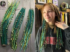 Clip in Dreads Wool Ombre Dark Green Emerald Green in Shades - Etsy UK Dread Decorations, Clip In Dreads, Forest Fae, Gifts For Teenagers, Dread Falls, Ombre Dark, Double Ended Dreads, Wool Dreads, Dread Extensions