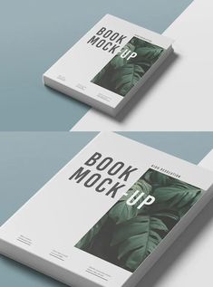 two books mock up on top of each other with green leaves in the middle and bottom