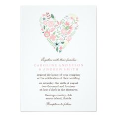 the floral heart wedding program card