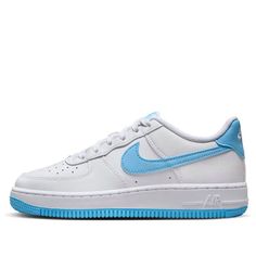 (GS) Nike Air Force 1 Low 'White Aquarius Blue' FV5948-107 Casual Blue Nike Air Force 1, Blue Nike Air Force 1 Casual Sports Shoes, Light Blue Low-top Sneakers For School, Aquarius Blue, White Forces, Frame Wallpaper, Photo Frame Wallpaper, Nike Air Force 1 Low, Nike Shoes Women