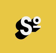 the letter s is made up of black and white letters on a yellow background,