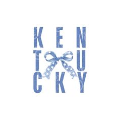 the words kentucky are painted in blue and white with a bow on it's side