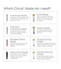 the different types of cricut threads are shown in this chart, which one is