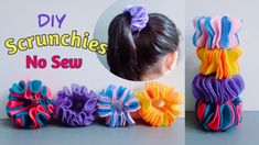 No Sew Hair Accessories, No Sew Scrunchie, Diy Stash Scrunchie, Fluffy Scrunchies Diy, Scrunchies Diy Without Sewing Machine, Scrunchie Sewing Pattern Hair Ties, Fabric Bow Tutorial, Scrunchies Diy, Diy Hair Scrunchies