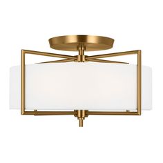 Visual Comfort Studio Canada - Three Light Semi-Flush Mount - Perno - Burnished Brass- Union Lighting Luminaires Decor Semi Flushmount, Recessed Downlights, Circa Lighting, Burnished Brass, Simple Aesthetic, Tech Lighting, Light Architecture