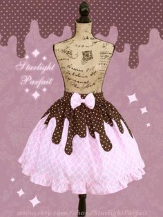 Ott Sweet, Cute Pink Skirt, Dripping Chocolate, Cupcake Rose, Skirt Kawaii, Cupcake Skirt, Harajuku Decora, Candy Clothes, Cupcake Dress