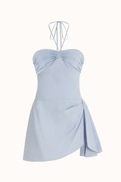 Bardot Mini Dress – Orseund Iris Short Fun Dresses, Blue Going Out Dress, Vintage Blue Mini Dress, Halter Hoco Dress, Formal Beach Dress, Tiffany Blue Dresses, Blue Dress Flowy, Light Blue Dress Short, Pastel Mini Dress